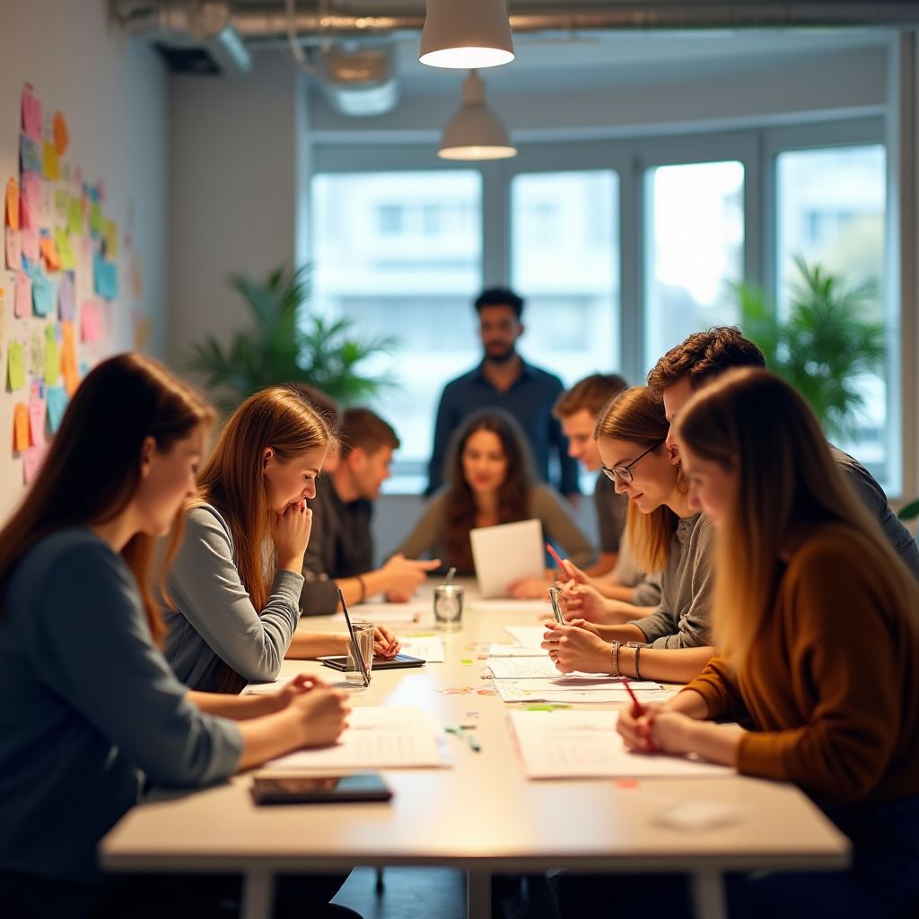 El equipo de FinanzasClaras en una sesión de brainstorming.